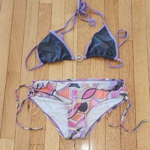 Michael Kors Logo Bikini Set in Purple and Multicolor